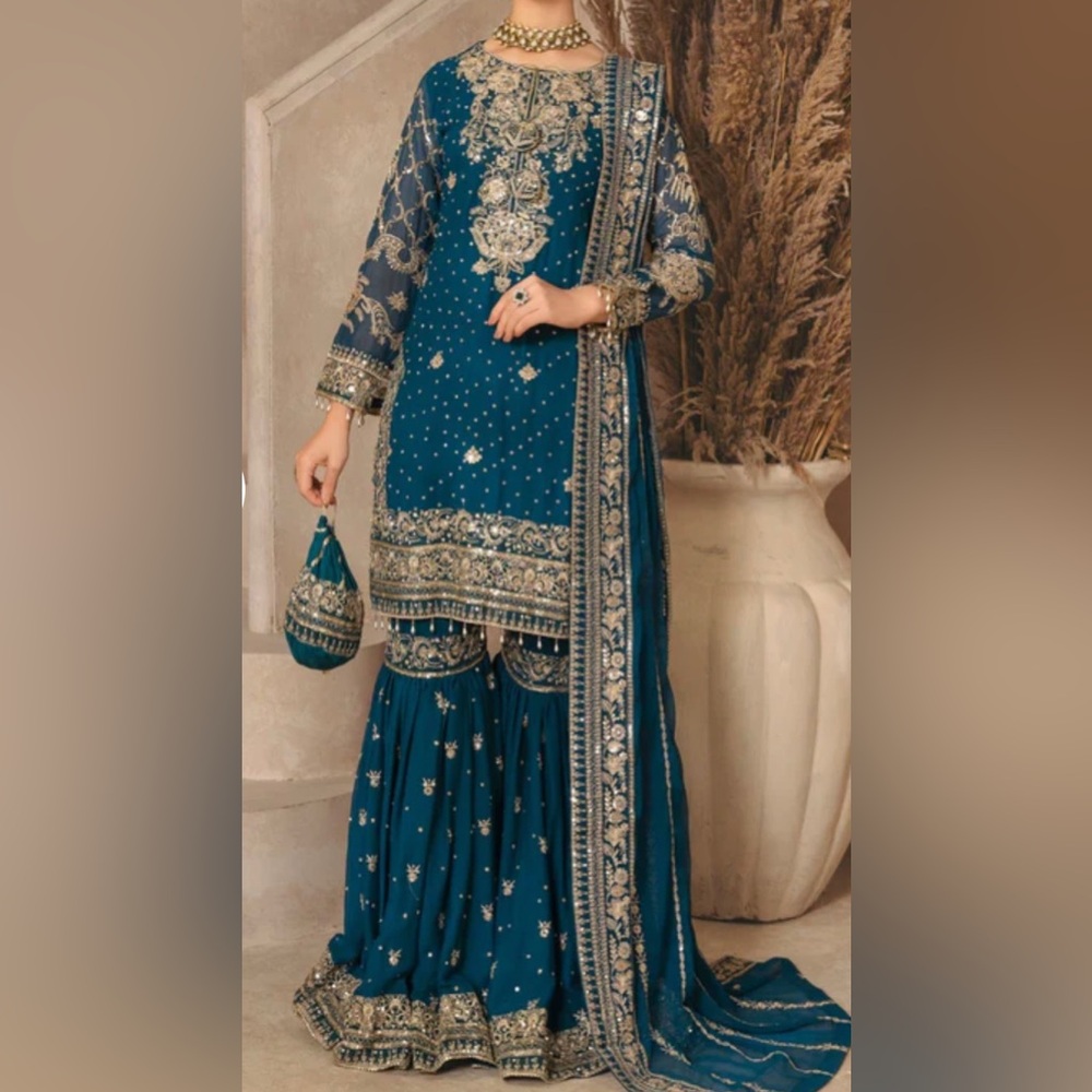 Agha Jaan Teal gharara Dress